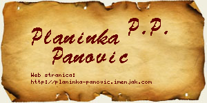 Planinka Panović vizit kartica